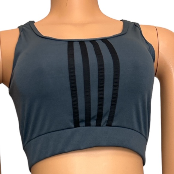 AQ - Sport Activewear Gray Black striped Biker Short 2 piece Set Size M NWT - Picture 13 of 17